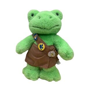 Build A Bear Spring Frog Green Plush 16" Stuffed Animal In Brownie Sash & Skirt